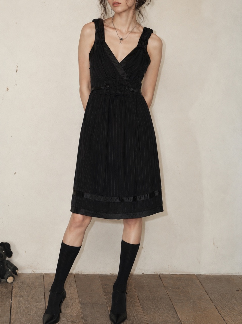 Marc Jacobs 100% Silk Vintage Pinstripe Slip Dress Y2K Whimsigoth Size 0
